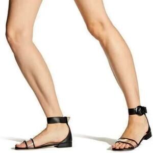 Like New Jimmy Choo Authentic Napa Plexi Jaimie Black Sandal Flats.